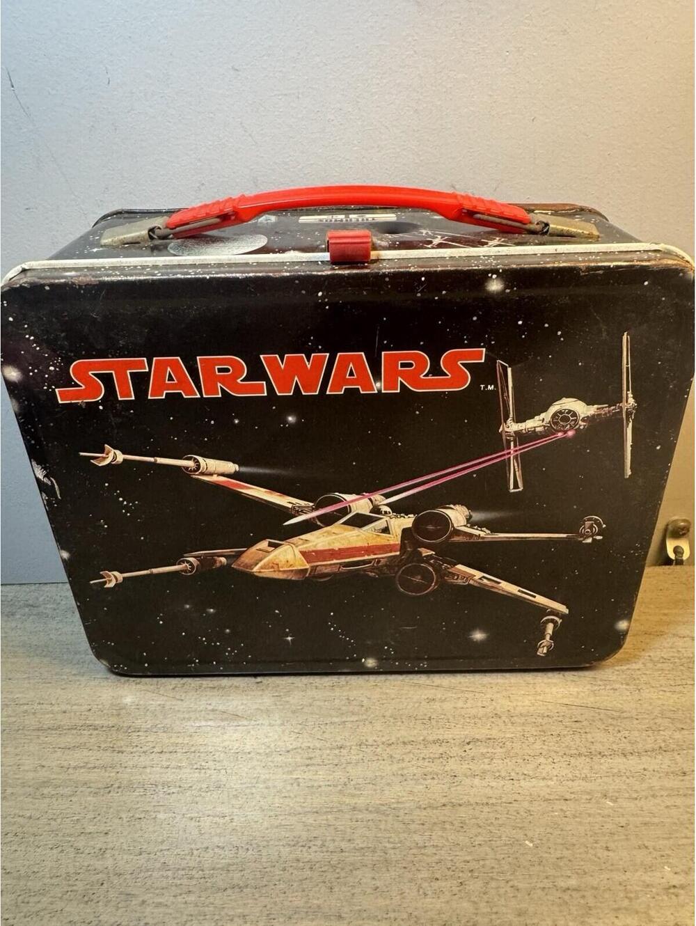 Vintage 1977 Star Wars Thermos Metal Lunch Box No Thermos X-Wing TIE Fighter